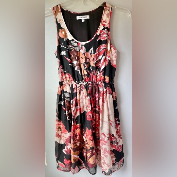 Elizabeth and James Silk Black and Floral Sleeveless Dress - Picture 2 of 7